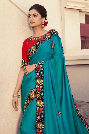 Cerulean Blue Designer Saree