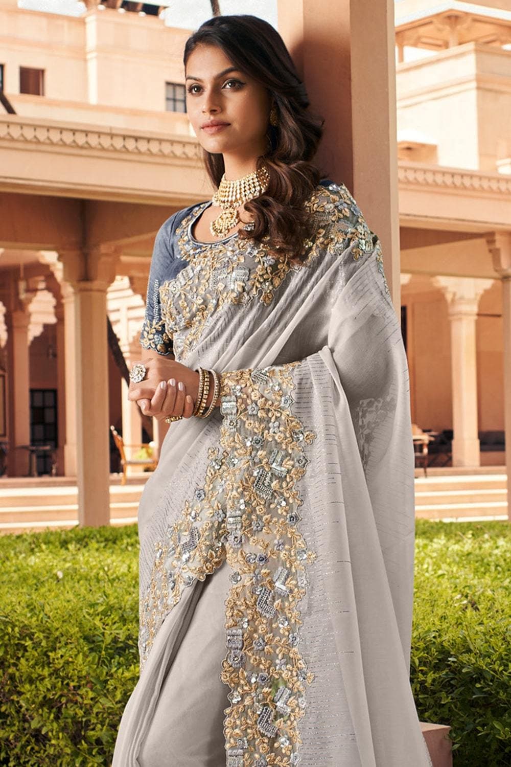 Buy Harbor Grey Designer Saree online-KARAGIRI – Karagiri