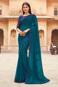 Designer Saree Peacock Blue Designer Saree saree online