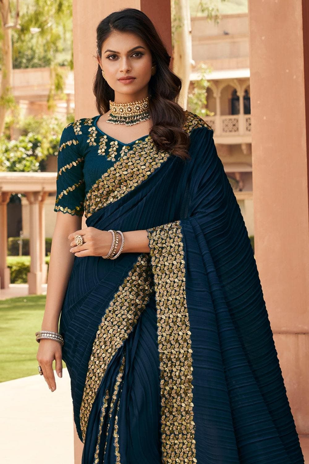 Amazin Royal Blue Silk Designer Party Wear Saree, With Blouse Piece at Rs  4375 in Surat