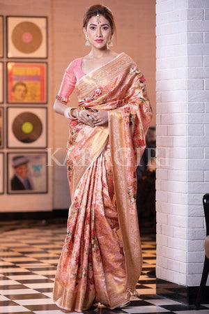 Apricot Orange Digital Print Saree