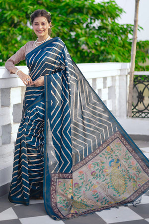 Azure Blue Digital Print Saree