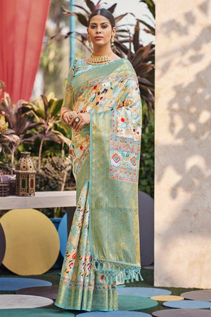 Baby Blue Digital Print Saree