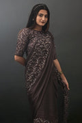 fancy saree, brown saree