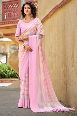 Bubblegum Pink Digital Print Saree