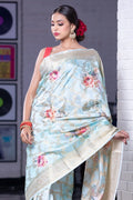 Digital Print Saree Celeste Blue Digital Print Saree saree online