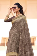 cream digital print saree