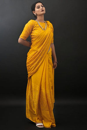 Dandelion Yellow Digital Print Saree