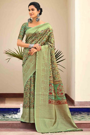 Emerald Green Digital Print Saree