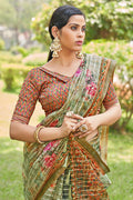 green digital print saree