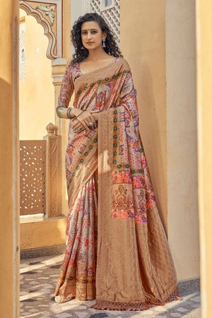 Flamingo Pink Digital Print Saree