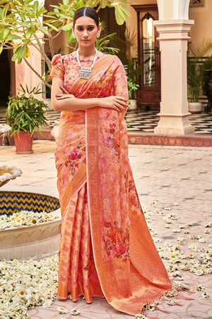 French Pink Digital Print Saree