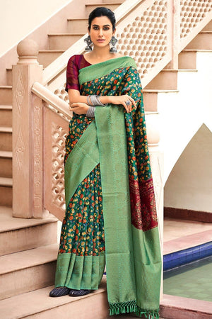 Jade Green Digital Print Saree