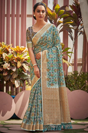 Jade Green Digital Print Saree