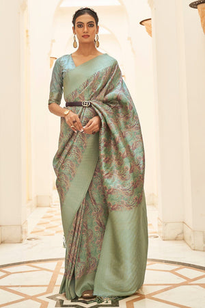 Light Green Digital Print Saree