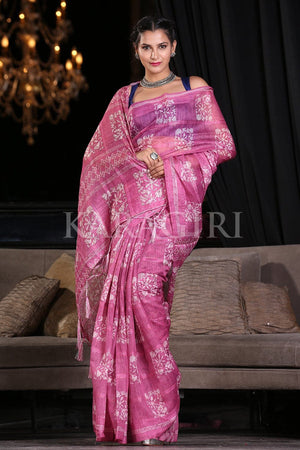 Magenta Pink Digital Printed Saree