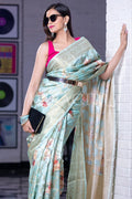 Digital Print Saree Mint Green Digital Print Saree saree online