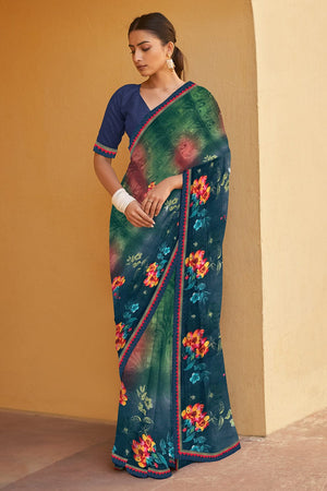 Multicolour Digital Print Saree