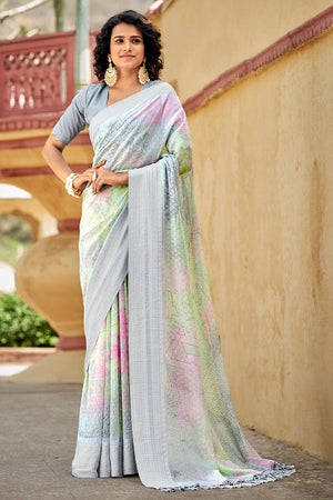 Multicolour Digital Print Saree