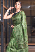 Digital Print Saree Olive Green Digital Print Saree saree online