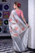 Digital Print Saree Pearl River Grey Digital Print Saree saree online