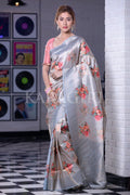 Digital Print Saree Pearl River Grey Digital Print Saree saree online