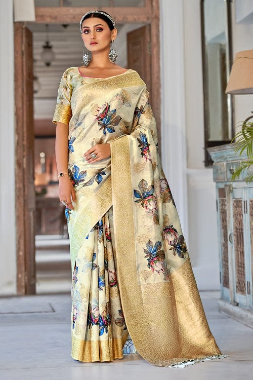 Fancy MG273 Linen Digital Printed Saree at Rs.560/Piece in surat offer by  Zeel Fashion