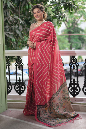 Punch Pink Digital Print Saree