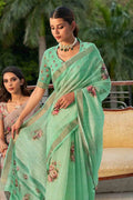 Digital Print Saree Sea Green Digital Print Saree saree online