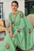 Digital Print Saree Sea Green Digital Print Saree saree online