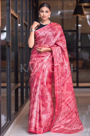 Strawberry Pink Digital Print Saree