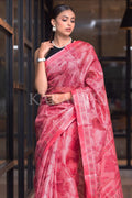 Digital Print Saree Strawberry Pink Digital Print Saree saree online