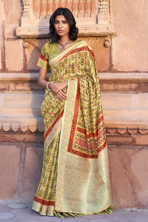 Tea Green Digital Print Saree