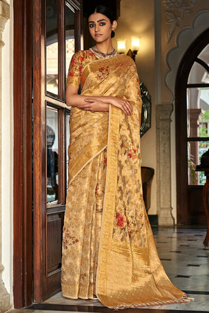 Tuscany Yellow Digital Print Saree