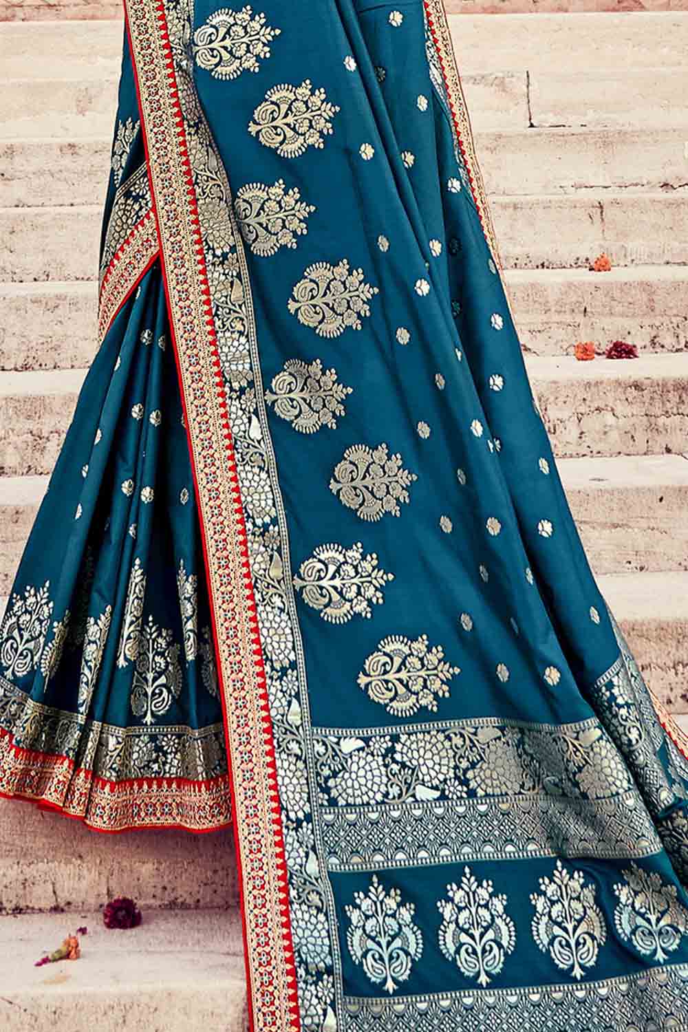 Buy Navy Blue Dola Silk Saree online-Karagiri