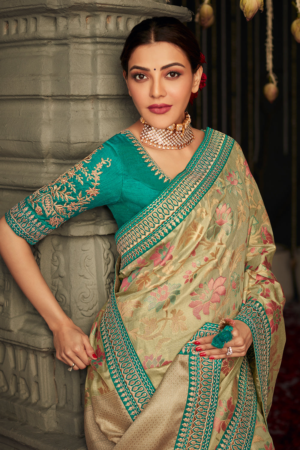 Buy Olive Green Dola Silk Saree online-Karagiri