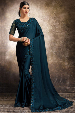 Admiral Blue Georgette Saree