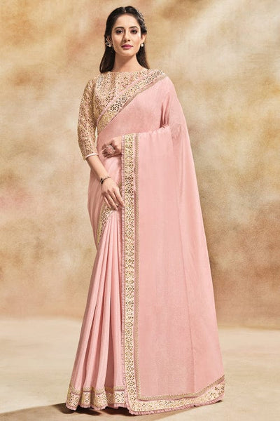 Baby Pink Colour Organza Saree With Embroidert Work – Orgenza Store