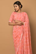 pink georgette saree