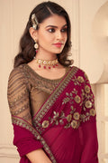 maroon georgette saree