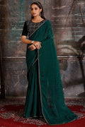 green georgette saree