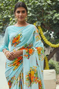 georgette saree printed