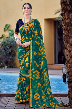 Jungle Green Georgette Saree