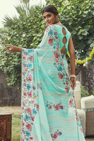 Light Blue Georgette Saree