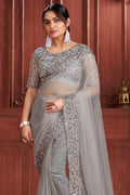 Metal Grey Georgette Saree