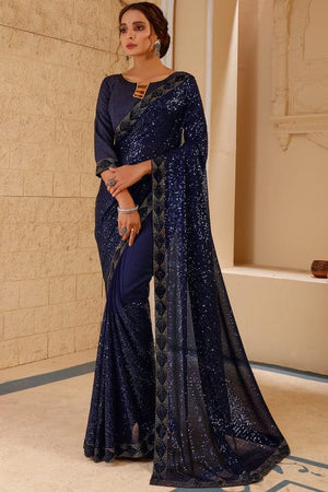 Midnight Blue Georgette Saree