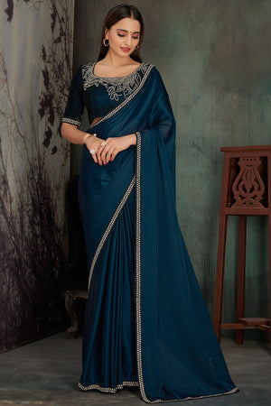 Navy Blue Georgette Saree