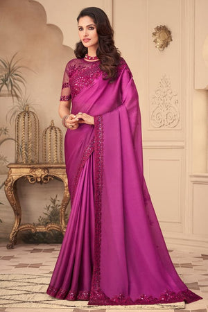 Rasberry Pink Georgette Saree