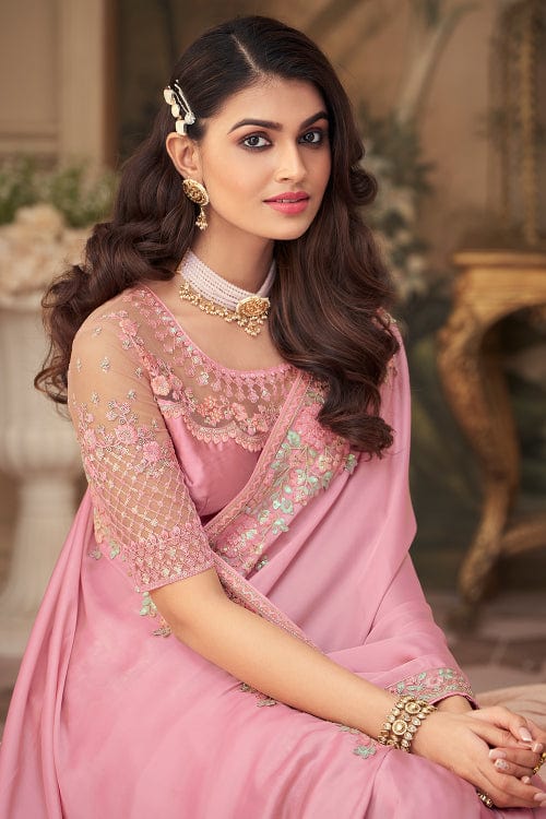 Lightweight Saree for Party in Pink Saree Designer Regular Wear