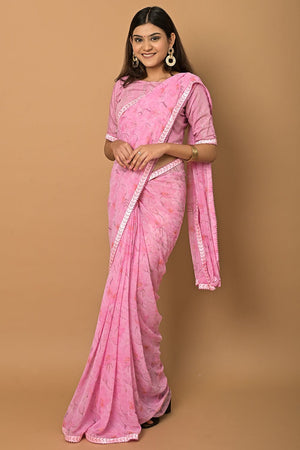 Rose Pink Georgette Saree